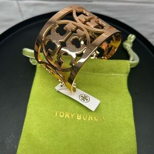 Tory Burch Rose Gold Miller T Logo Cuff Bracelet NWT Dust Bag Included